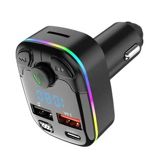 Cargador Coche BT MP3 Modelo-C9 transmisor FM Bluetooth 5,0 PD tipo C reproductor ambiental USB Dual manos libres MP3 cargador tipo C luz inalámbrica