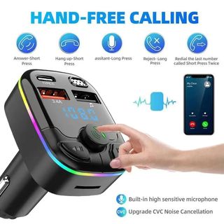 Cargador Coche BT MP3 Modelo-C9 transmisor FM Bluetooth 5,0 PD tipo C reproductor ambiental USB Dual manos libres MP3 cargador tipo C luz inalámbrica