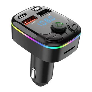Cargador Coche BT MP3 Modelo-C9 transmisor FM Bluetooth 5,0 PD tipo C reproductor ambiental USB Dual manos libres MP3 cargador tipo C luz inalámbrica