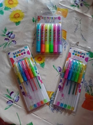 Set 4 Glitter Glue Penne Gel Script Color