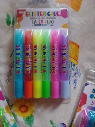 Set 4 Glitter Glue Penne Gel Script Color