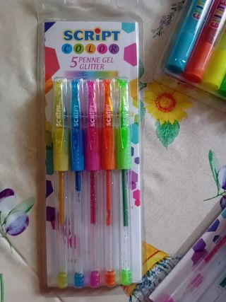 Set 4 Glitter Glue Penne Gel Script Color