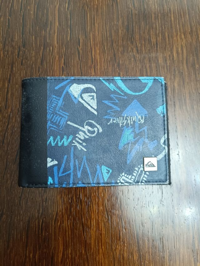 Cartera Quiksilver Negra y Azul NUEVA + ETIQUETA 