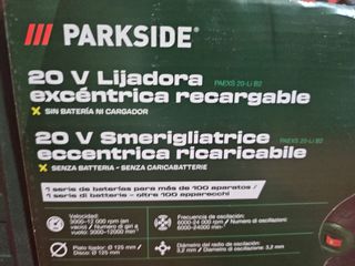 Lijadora Excéntrica Parkside PAEXS 20-Li B2, Nueva
