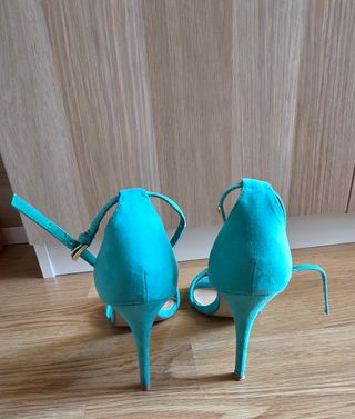 Sandalias Aldo Tacon Dorado Turquesa