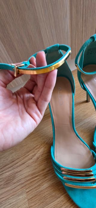 Sandalias Aldo Tacon Dorado Turquesa