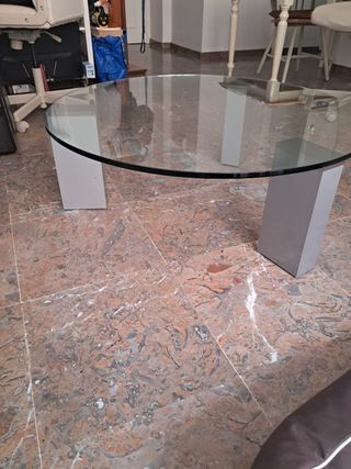 Mesa de centro cristal y metal