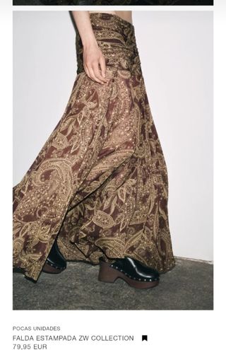 Falda larga Zara verano 2025 estampado paisley