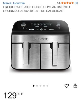 Freidora Aire Doble Compartimento Gourmia