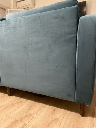 Divano letto angolare a 4 posti in velluto blu