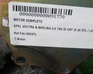 91778 x20dtl motor completo opel vectra 2.0 16v di