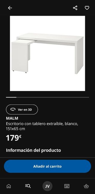 Escritorio IKEA MALM L extraíble negro