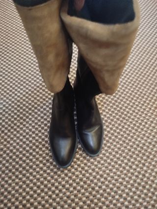 Botas Zara Piel Marrón y Negra Talla 38