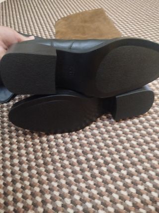 Botas Zara Piel Marrón y Negra Talla 38