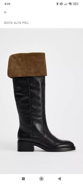 Botas Zara Piel Marrón y Negra Talla 38