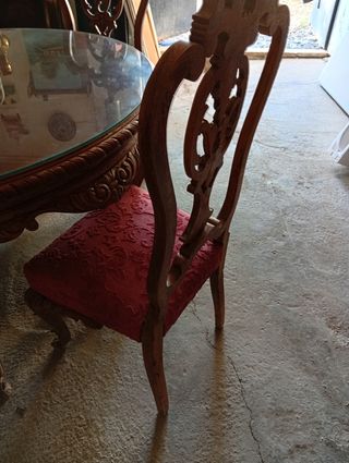 Mesa comedor y 6 sillas madera y cristal