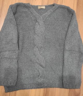 Jersey Zara Lana Gris Trenzado