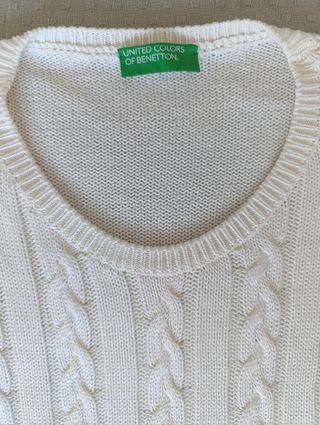 Jersey Benetton Blanco Punto Trenzado