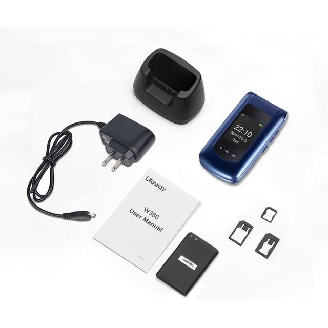 Teléfono Móvil Tapa uleway Azul con Base