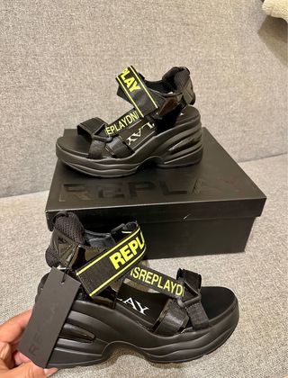 Sandalias Replay Negras Plataforma
