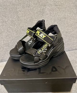 Sandalias Replay Negras Plataforma
