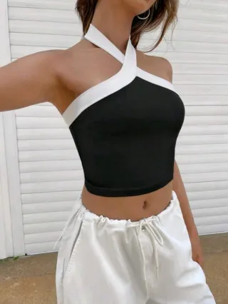 Top SHEIN Negro/Blanco Talla S NUEVO