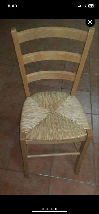 4 Sillas de Madera con Asiento de Yute