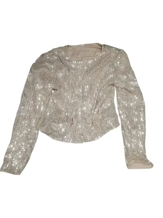 Chaqueta manga larga de lentejuelas color doradoTalla XL