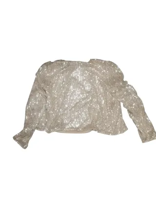 Chaqueta manga larga de lentejuelas color doradoTalla XL