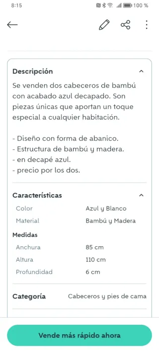 2 Cabeceros Bambú Azul Decapé