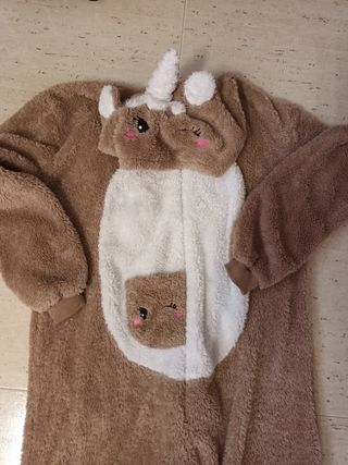 Pijama Unicornio Marrón y Blanco Talla Única