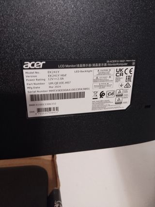 Monitor Acer Negro para reparar

