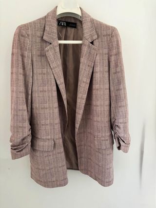 Blazer americana ZARA cuadros ante antelina
