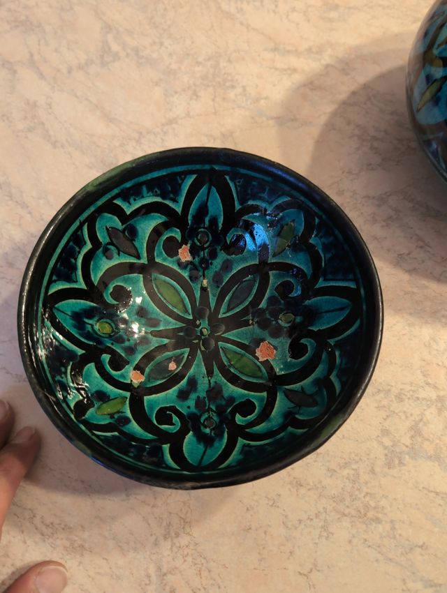 Ciotola in ceramica verde e blu