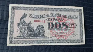 Billete 2 Pesetas Asturias y León 1937 n°bajo.
