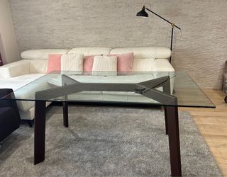 Mesa de comedor cristal y metal