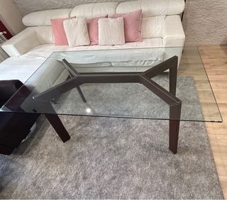Mesa de comedor cristal y metal
