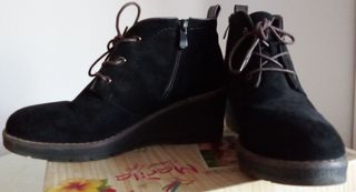 Botines de cuña negros mujer
