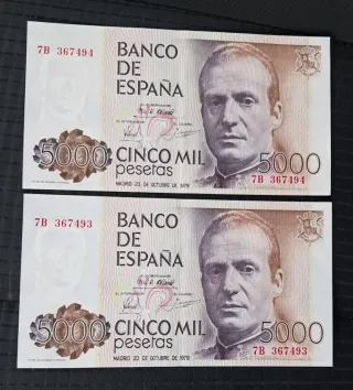 Billetes 5000 pesetas 1979 correlativos 
