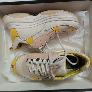 Sneakers donna bianche, gialle e rosa, taglia 37