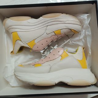 Sneakers donna bianche, gialle e rosa, taglia 37