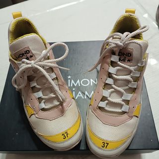 Sneakers donna bianche, gialle e rosa, taglia 37