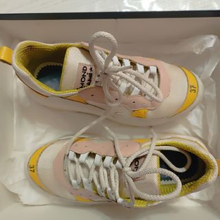Sneakers donna bianche, gialle e rosa, taglia 37