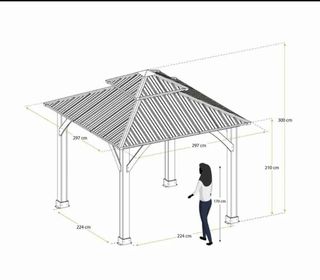 Cenador de madera 8.76 m2 Denver 