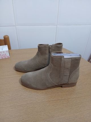 Botines beige/gris ante