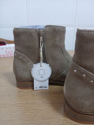 Botines beige/gris ante