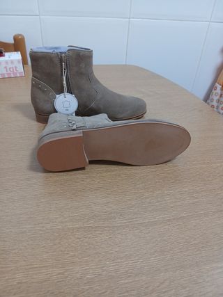 Botines beige/gris ante