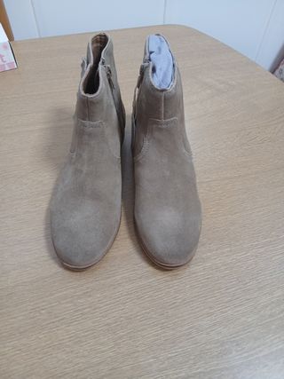 Botines beige/gris ante