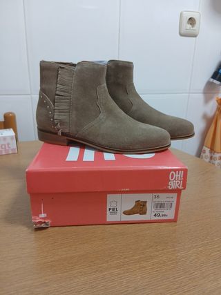 Botines beige/gris ante