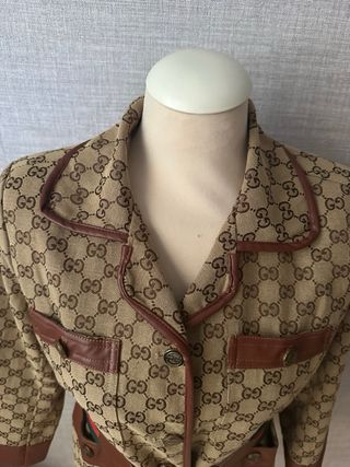 Chaqueta Gucci GG Monogram Marrón y Beige